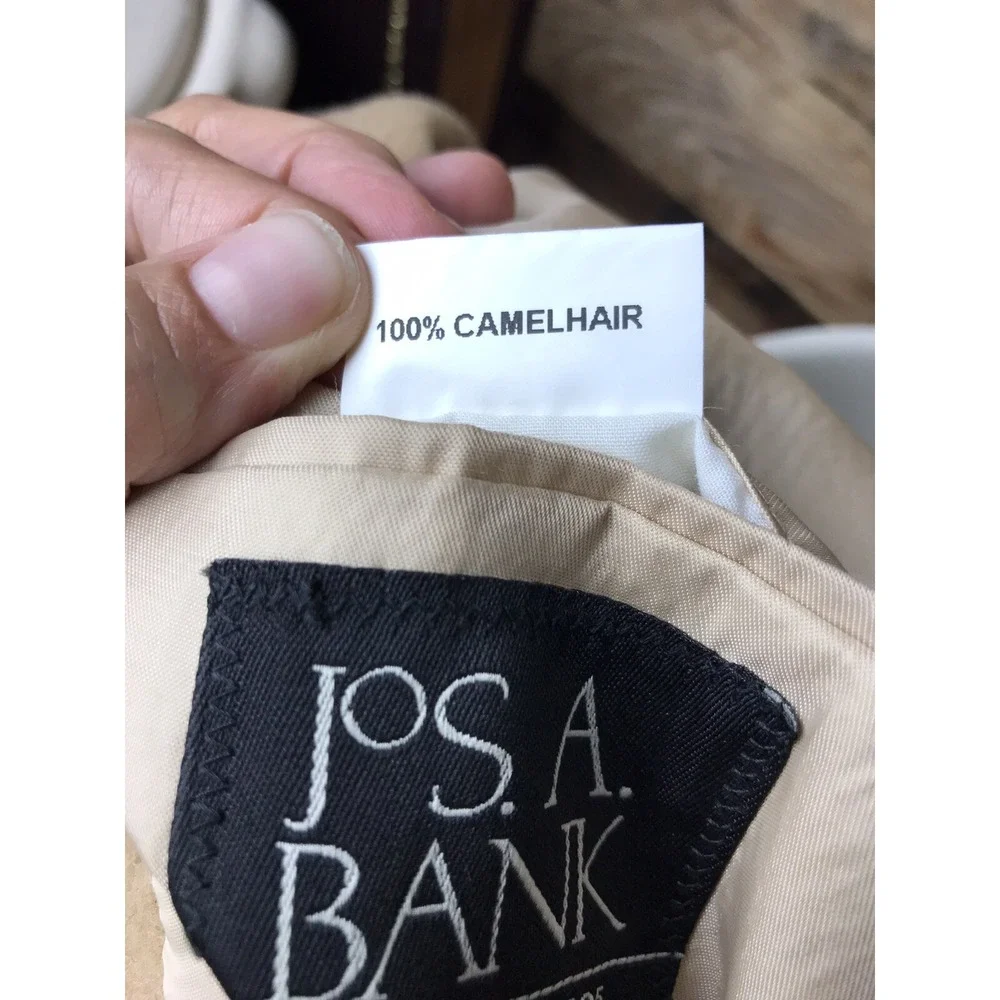 Mens Tan Camel Hair Blazer Jos A Bank Sports Coat Jacket Size 44S